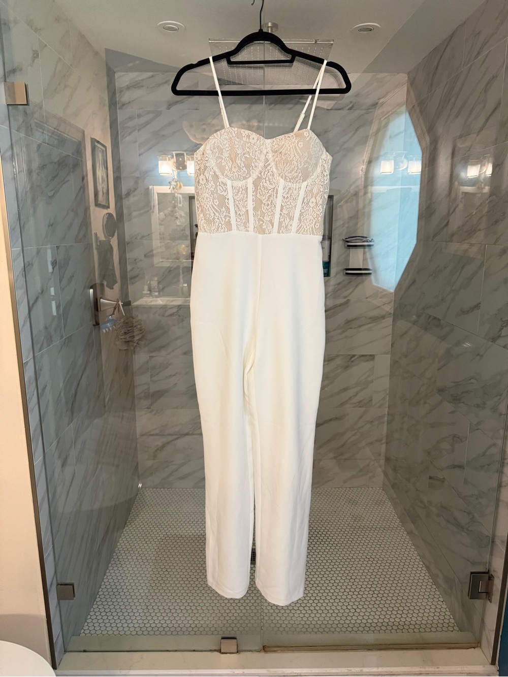 Cache White Lace Bustier Jumpsuit